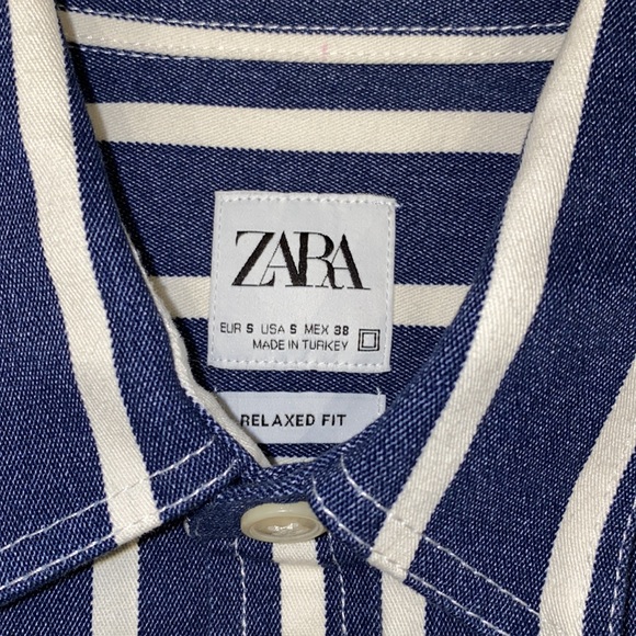 Zara cotton denim stripe button down - Picture 3 of 4
